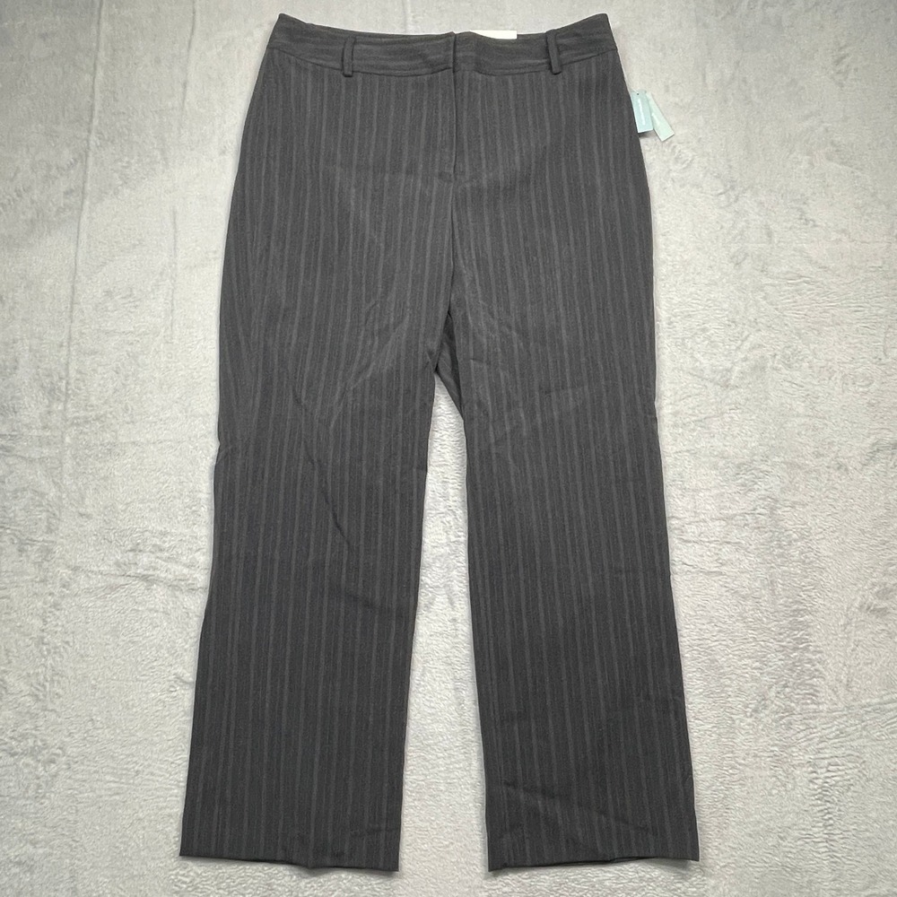 Apt. 9 Pearson Dress Pants Women 14 Short Gray Pinstripe Straight Leg Stretch